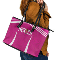 Mexico 2026 Football Pink Leather Tote Bag Golden Eagle Victory