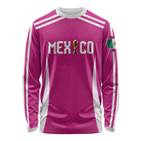 Custom Mexico 2026 Football Pink Long Sleeve Shirt Golden Eagle Victory