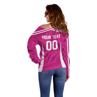 Custom Mexico 2026 Football Pink Off Shoulder Sweater Golden Eagle Victory