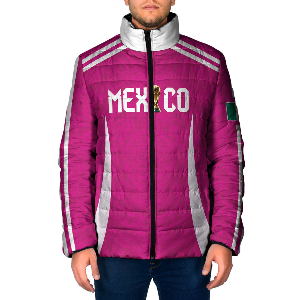 Custom Mexico 2026 Football Pink Padded Jacket Golden Eagle Victory