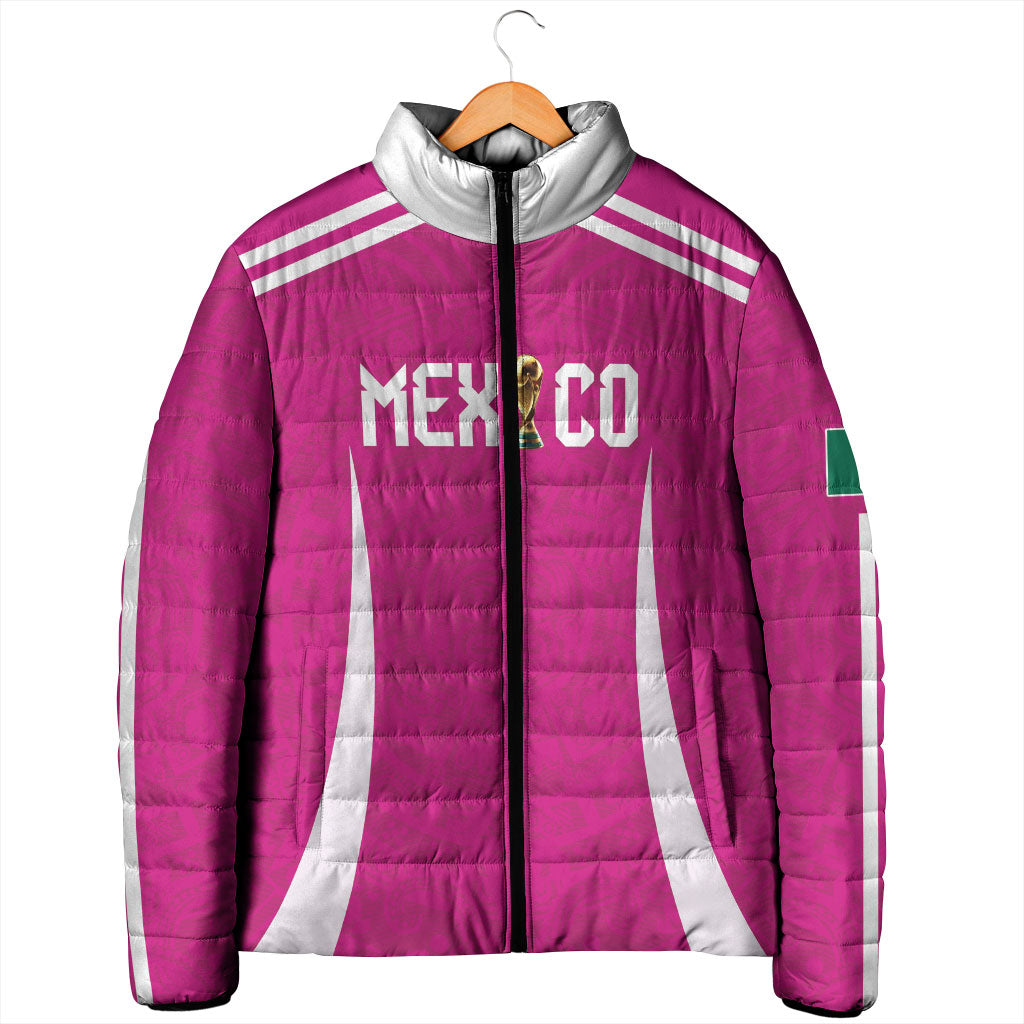 Custom Mexico 2026 Football Pink Padded Jacket Golden Eagle Victory