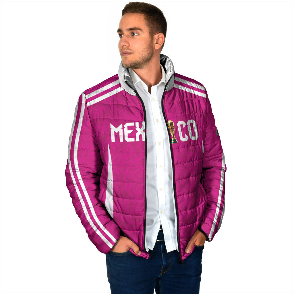 Custom Mexico 2026 Football Pink Padded Jacket Golden Eagle Victory