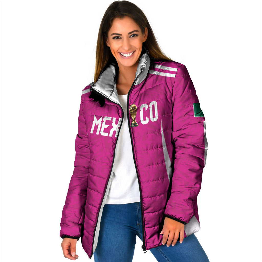 Custom Mexico 2026 Football Pink Padded Jacket Golden Eagle Victory