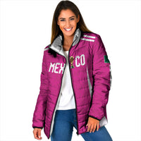 Custom Mexico 2026 Football Pink Padded Jacket Golden Eagle Victory