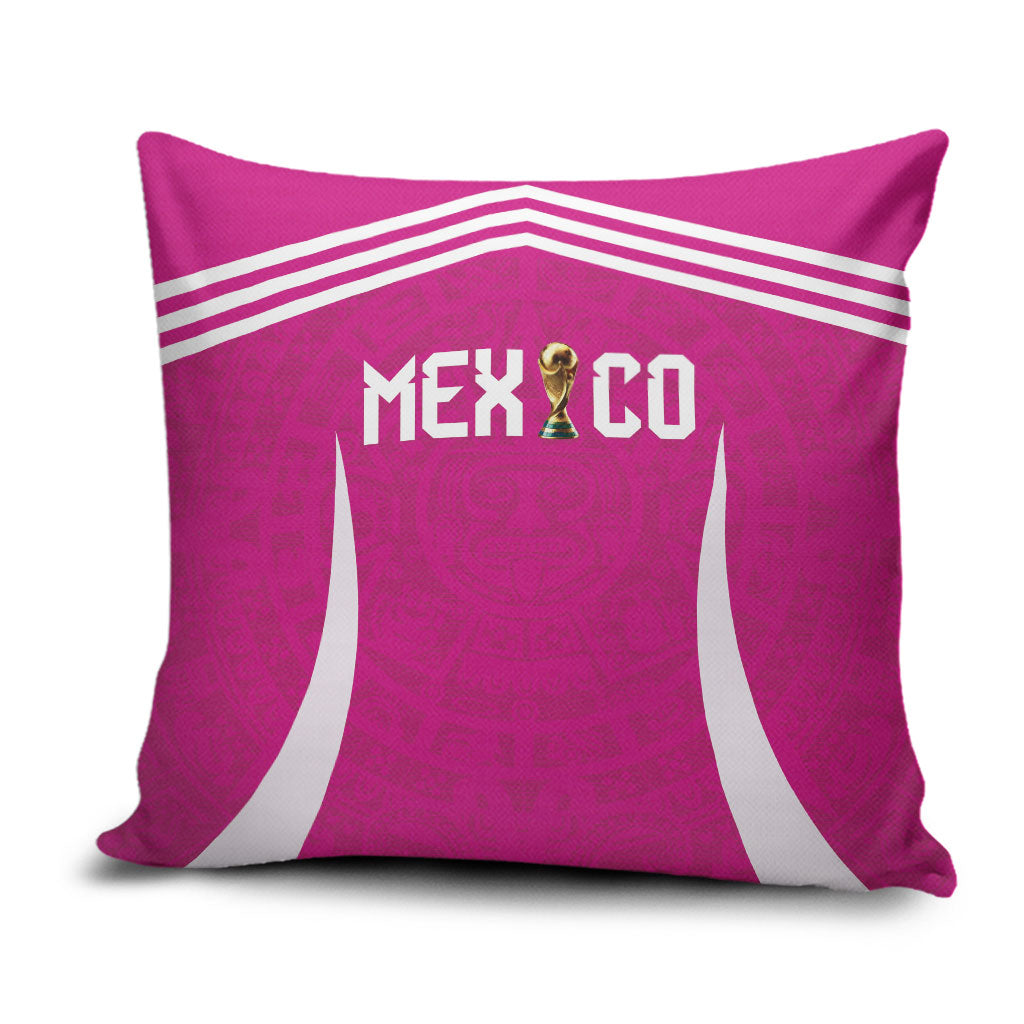 Mexico 2026 Football Pink Pillow Cover Golden Eagle Victory