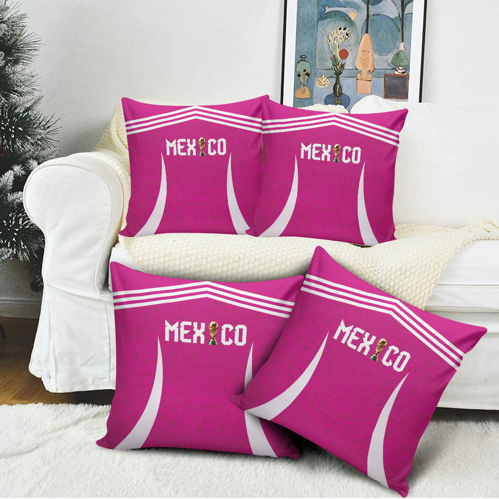 Mexico 2026 Football Pink Pillow Cover Golden Eagle Victory