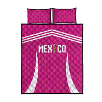 Mexico 2026 Football Pink Quilt Bed Set Golden Eagle Victory