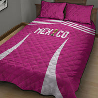 Mexico 2026 Football Pink Quilt Bed Set Golden Eagle Victory