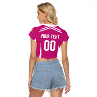 Custom Mexico 2026 Football Pink Raglan Cropped T Shirt Golden Eagle Victory