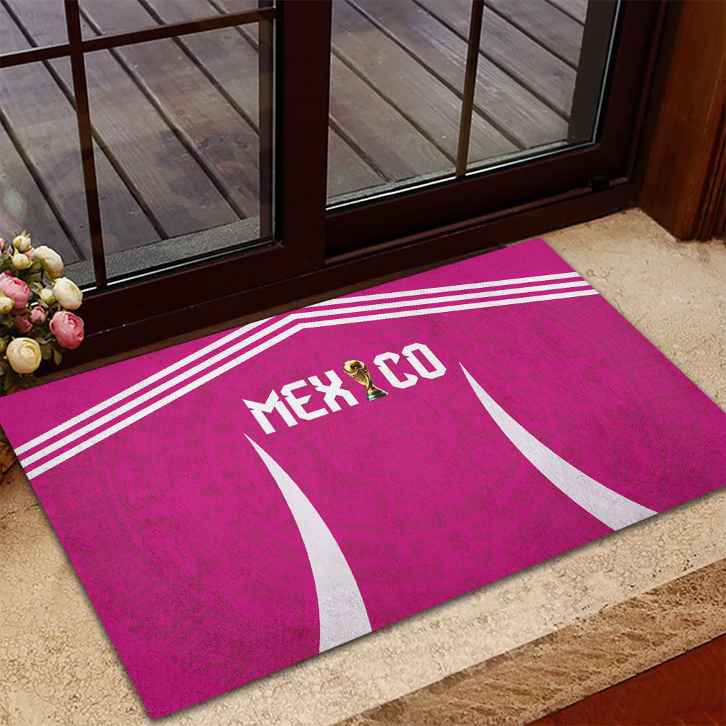 Mexico 2026 Football Pink Rubber Doormat Golden Eagle Victory