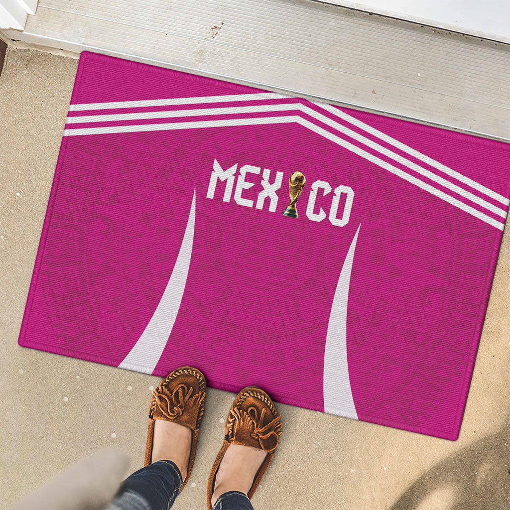 Mexico 2026 Football Pink Rubber Doormat Golden Eagle Victory