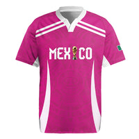 Custom Mexico 2026 Football Pink Rugby Jersey Golden Eagle Victory