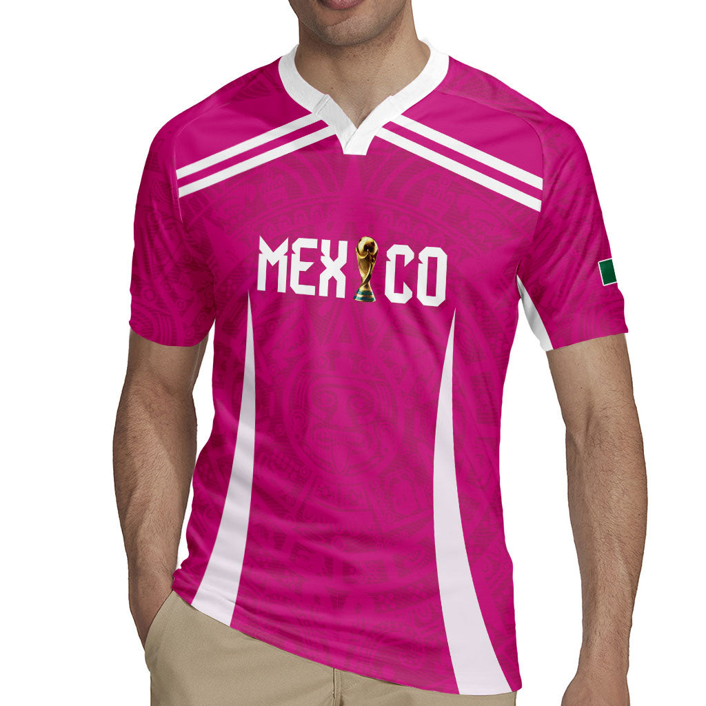 Custom Mexico 2026 Football Pink Rugby Jersey Golden Eagle Victory