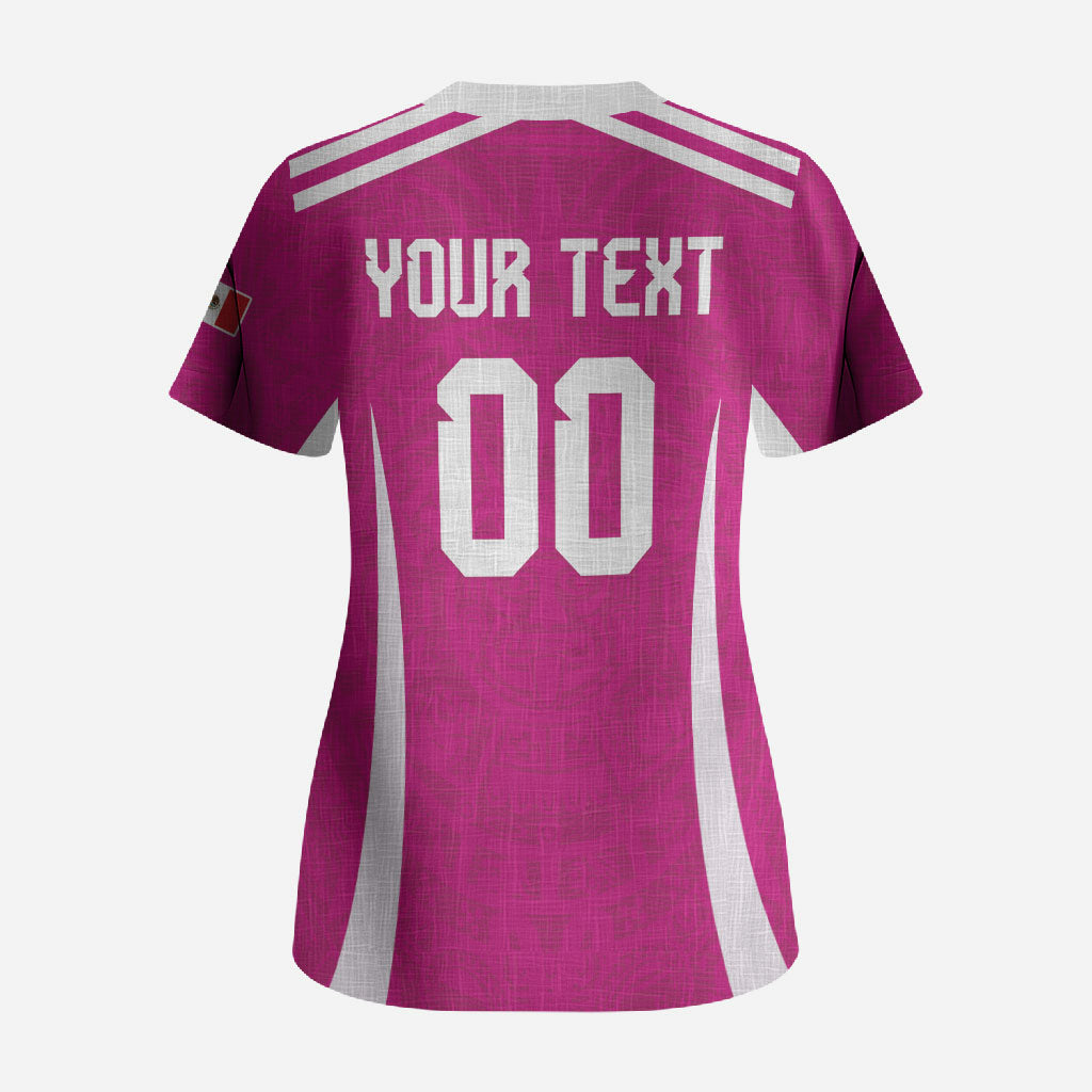 Custom Mexico 2026 Football Pink Scrub Top Golden Eagle Victory