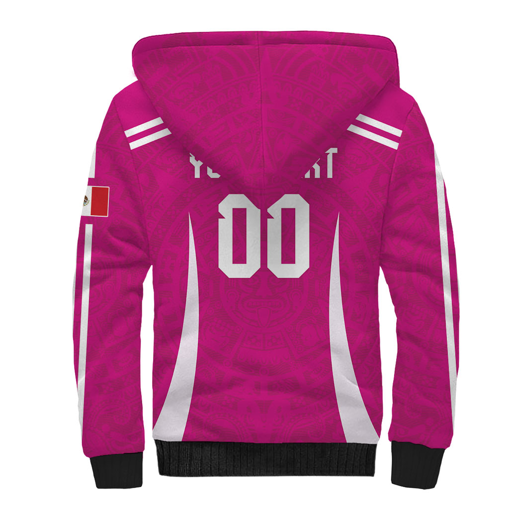 Custom Mexico 2026 Football Pink Sherpa Hoodie Golden Eagle Victory