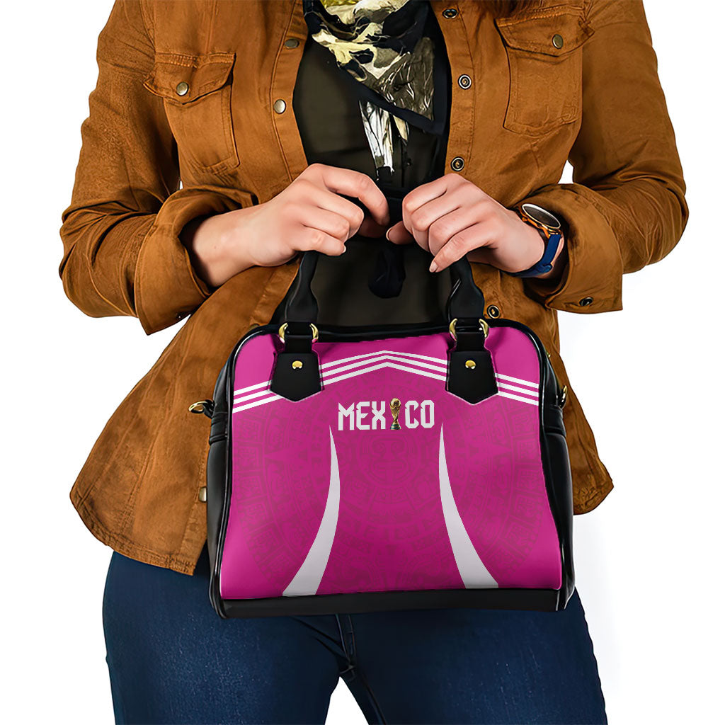 Mexico 2026 Football Pink Shoulder Handbag Golden Eagle Victory