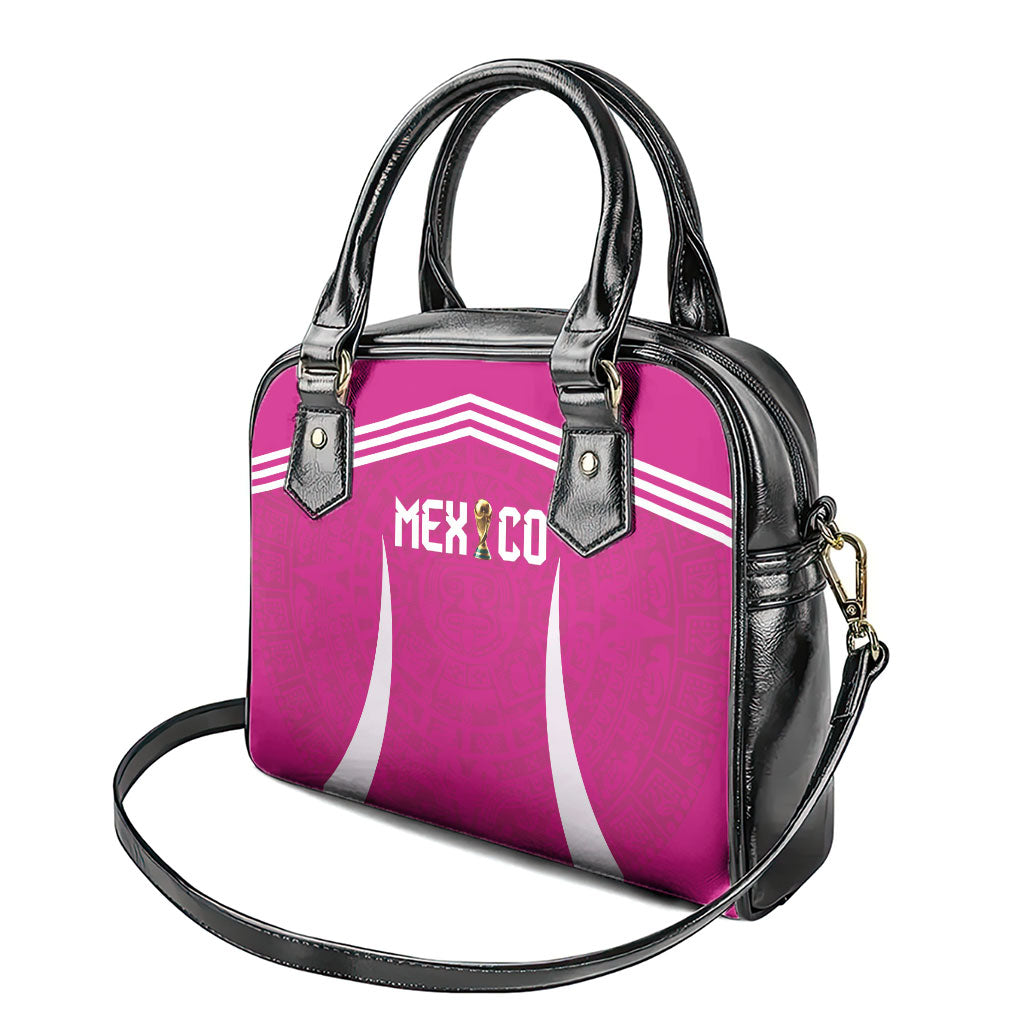 Mexico 2026 Football Pink Shoulder Handbag Golden Eagle Victory