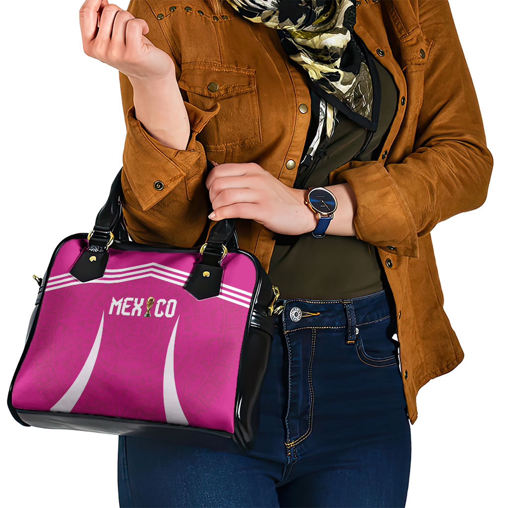 Mexico 2026 Football Pink Shoulder Handbag Golden Eagle Victory