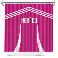 Mexico 2026 Football Pink Shower Curtain Golden Eagle Victory