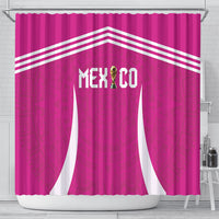 Mexico 2026 Football Pink Shower Curtain Golden Eagle Victory
