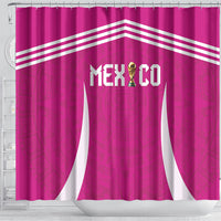 Mexico 2026 Football Pink Shower Curtain Golden Eagle Victory