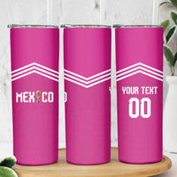 Custom Mexico 2026 Football Pink Skinny Tumbler Golden Eagle Victory