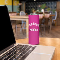 Custom Mexico 2026 Football Pink Skinny Tumbler Golden Eagle Victory
