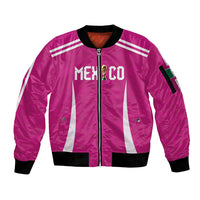 Custom Mexico 2026 Football Pink Sleeve Zip Bomber Jacket Golden Eagle Victory