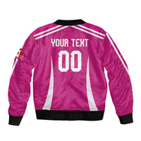 Custom Mexico 2026 Football Pink Sleeve Zip Bomber Jacket Golden Eagle Victory