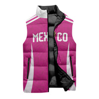 Custom Mexico 2026 Football Pink Sleeveless Puffer Jacket Golden Eagle Victory