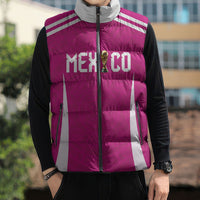 Custom Mexico 2026 Football Pink Sleeveless Puffer Jacket Golden Eagle Victory