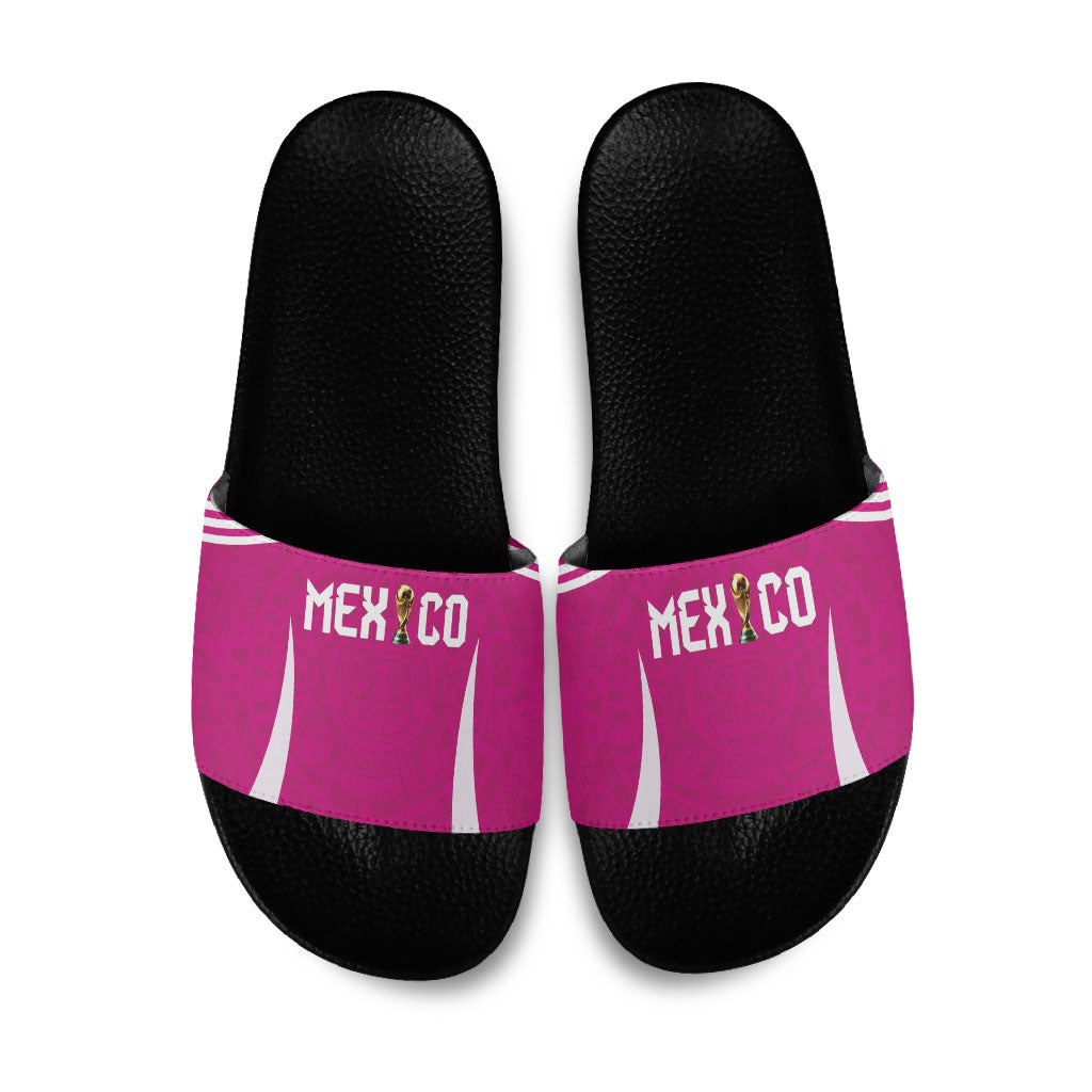 Mexico 2026 Football Pink Slide Sandals Golden Eagle Victory