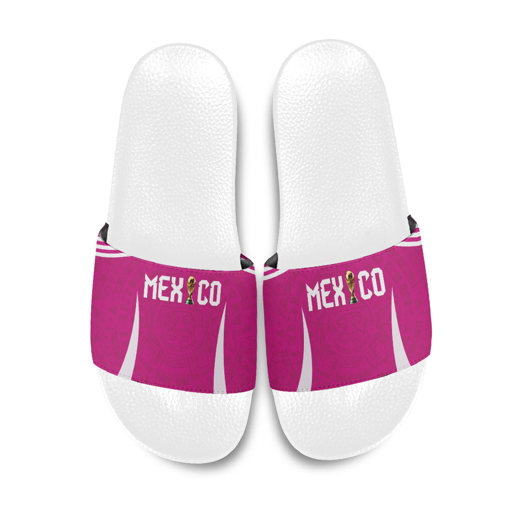 Mexico 2026 Football Pink Slide Sandals Golden Eagle Victory