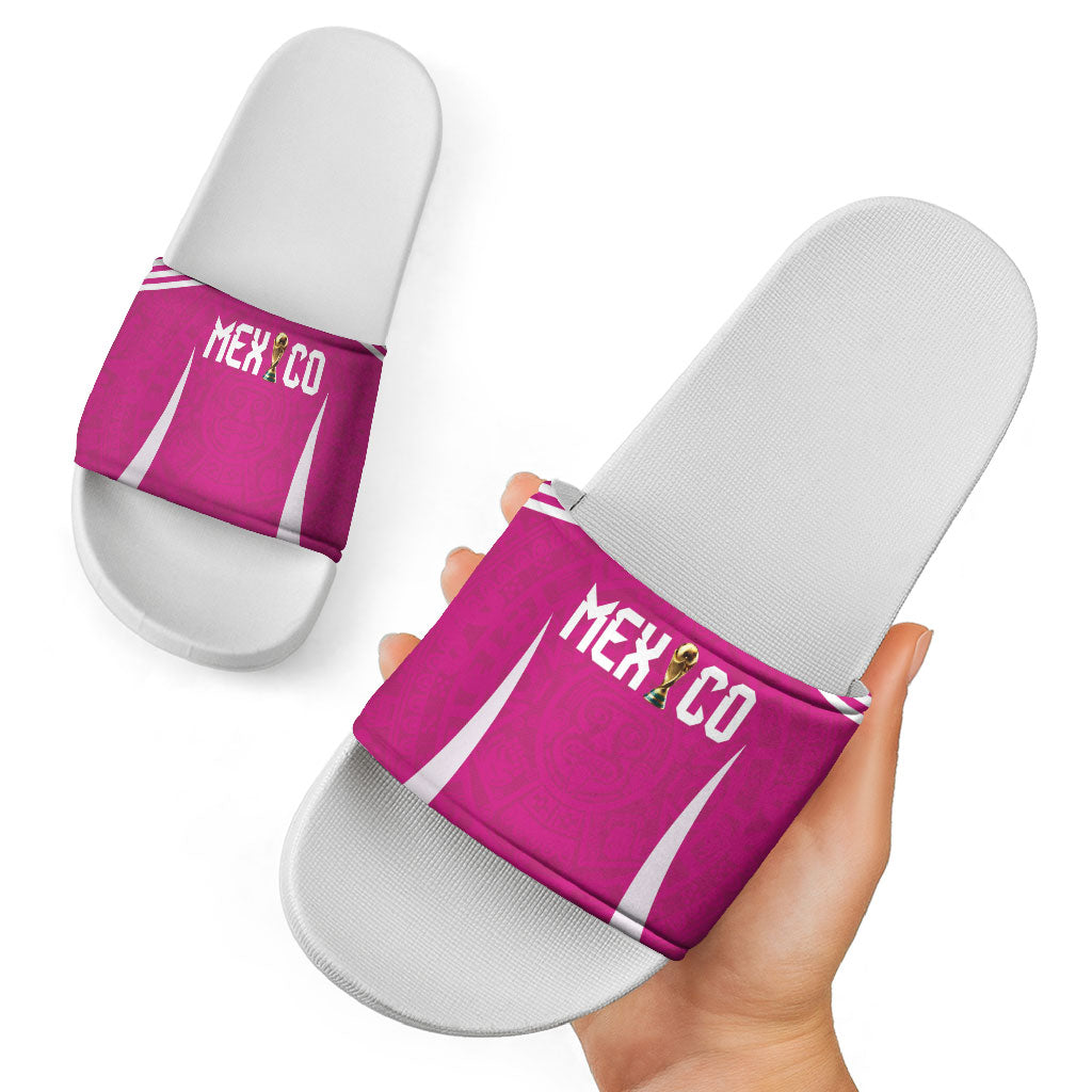 Mexico 2026 Football Pink Slide Sandals Golden Eagle Victory