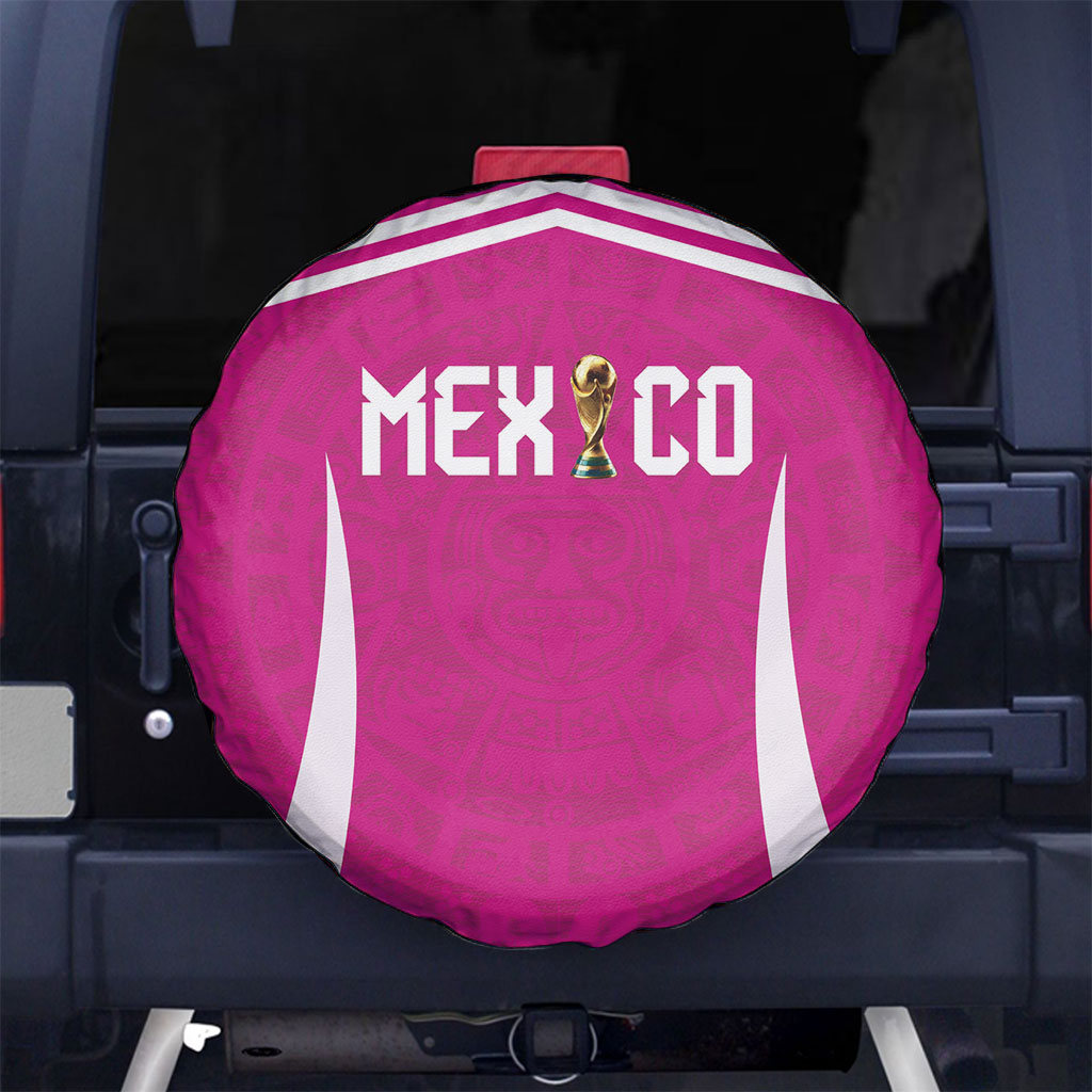 Mexico 2026 Football Pink Spare Tire Cover Golden Eagle Victory