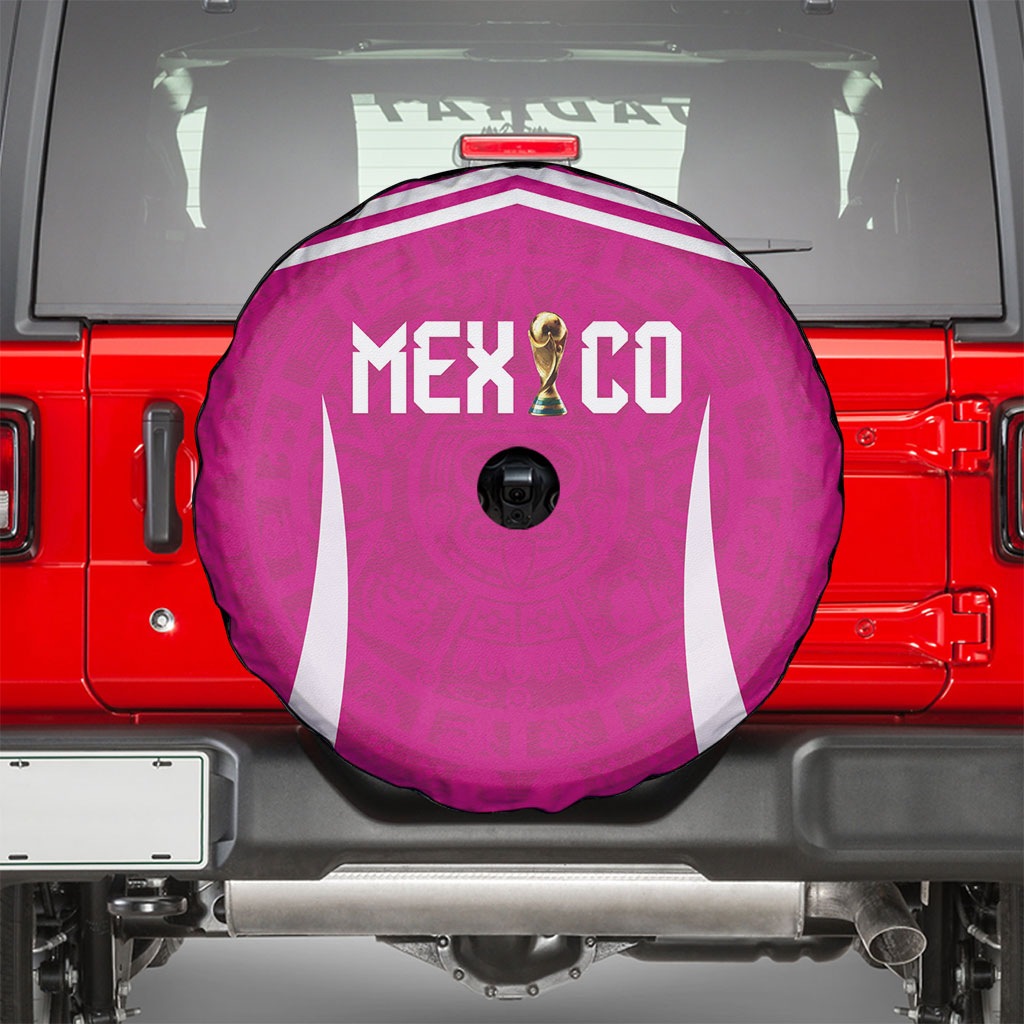 Mexico 2026 Football Pink Spare Tire Cover Golden Eagle Victory