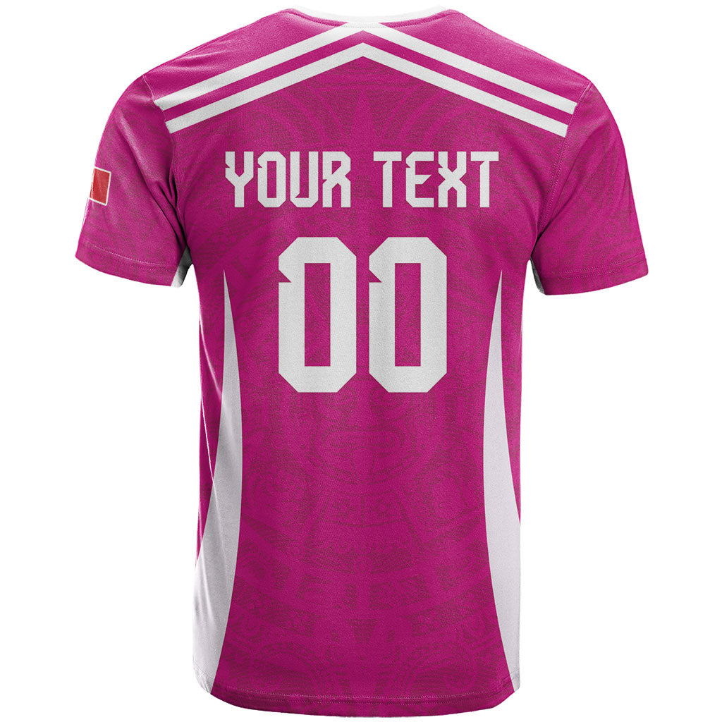 Custom Mexico 2026 Football Pink T Shirt Golden Eagle Victory