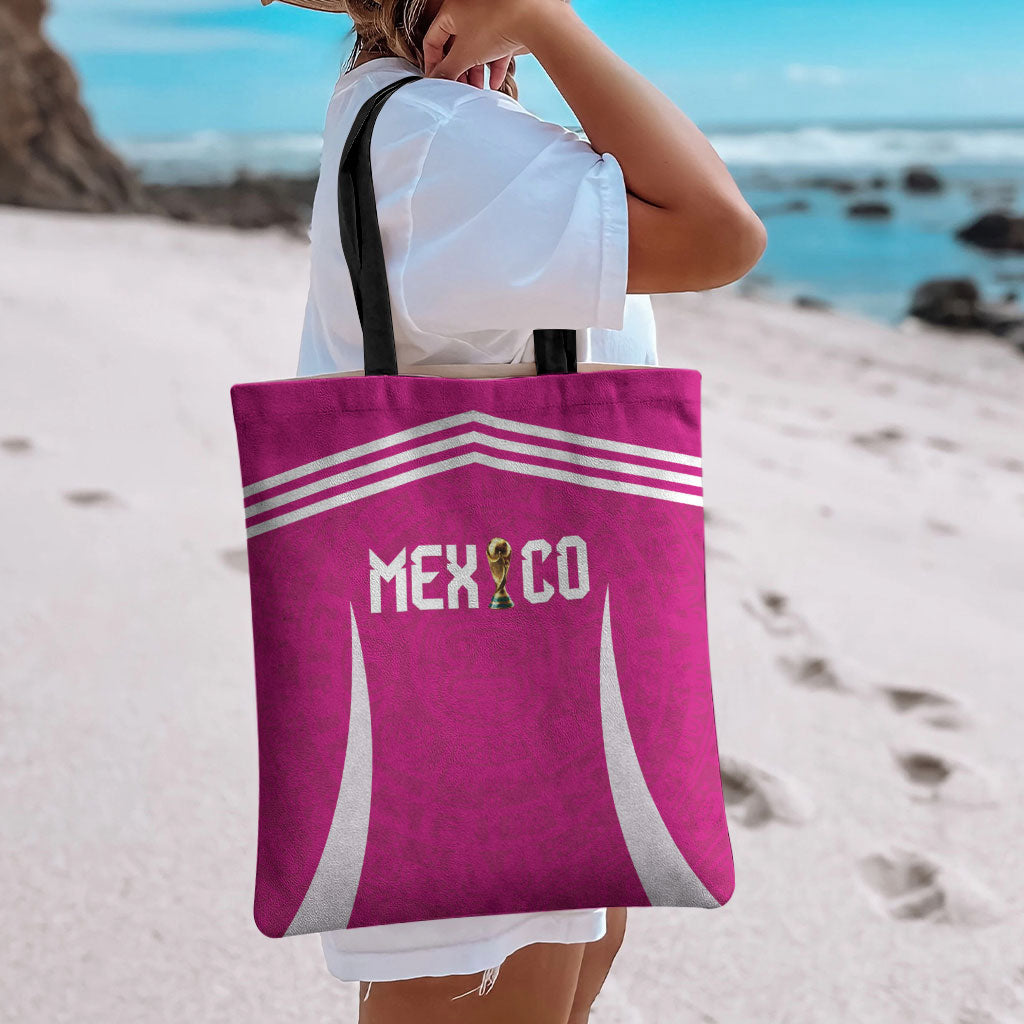 Mexico 2026 Football Pink Tote Bag Golden Eagle Victory
