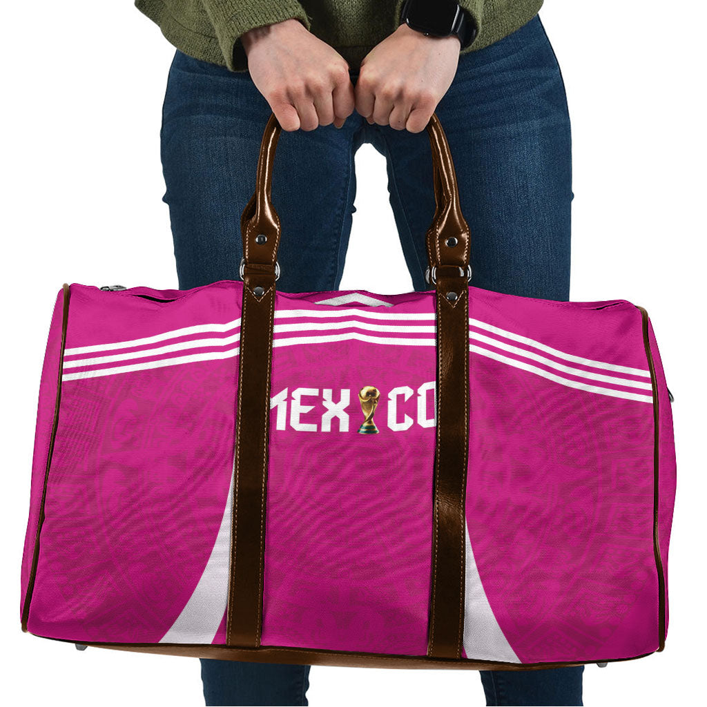 Mexico 2026 Football Pink Travel Bag Golden Eagle Victory