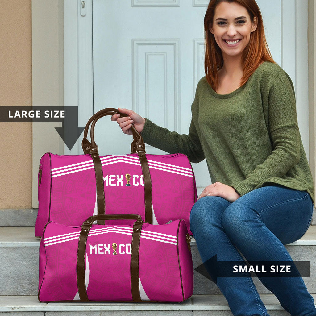 Mexico 2026 Football Pink Travel Bag Golden Eagle Victory