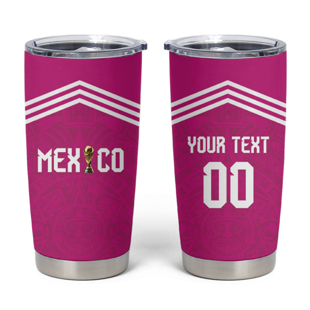 Custom Mexico 2026 Football Pink Tumbler Cup Golden Eagle Victory