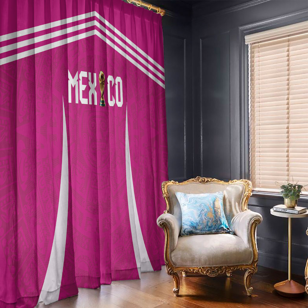 Mexico 2026 Football Pink Window Curtain Golden Eagle Victory