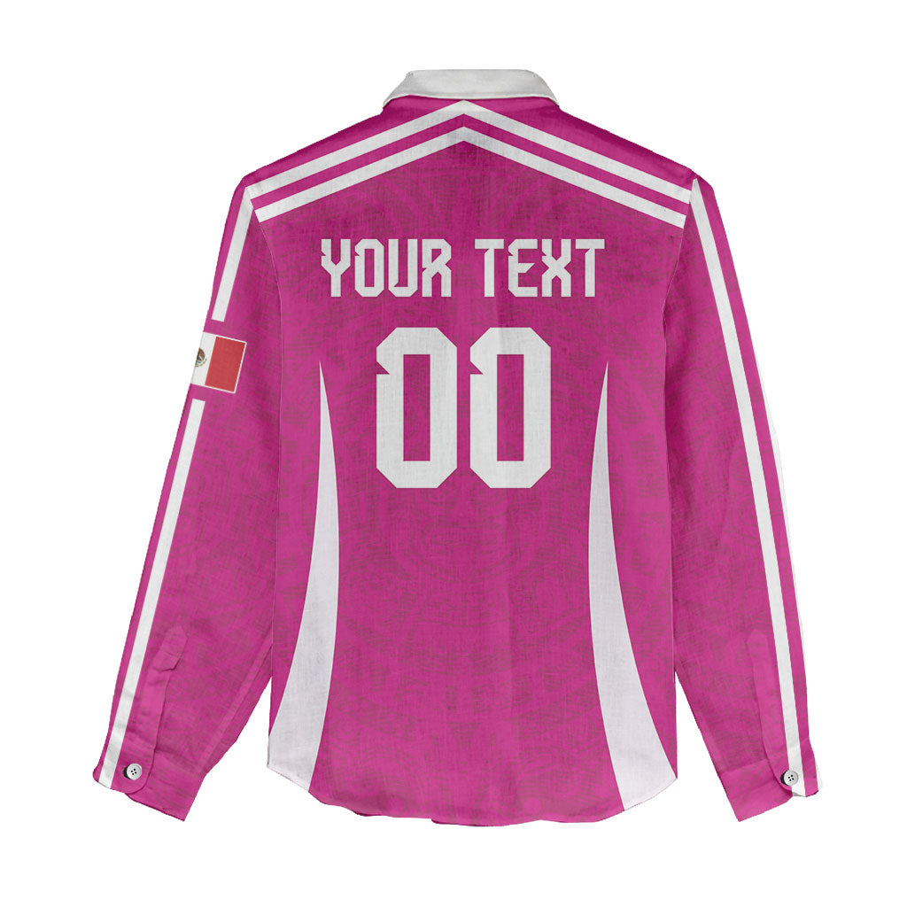 Custom Mexico 2026 Football Pink Women Casual Shirt Golden Eagle Victory