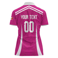 Custom Mexico 2026 Football Pink Women Polo Shirt Golden Eagle Victory