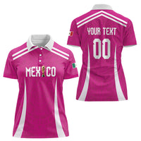 Custom Mexico 2026 Football Pink Women Polo Shirt Golden Eagle Victory