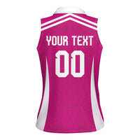 Custom Mexico 2026 Football Pink Women Sleeveless Polo Shirt Golden Eagle Victory