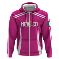Custom Mexico 2026 Football Pink Zip Hoodie Golden Eagle Victory
