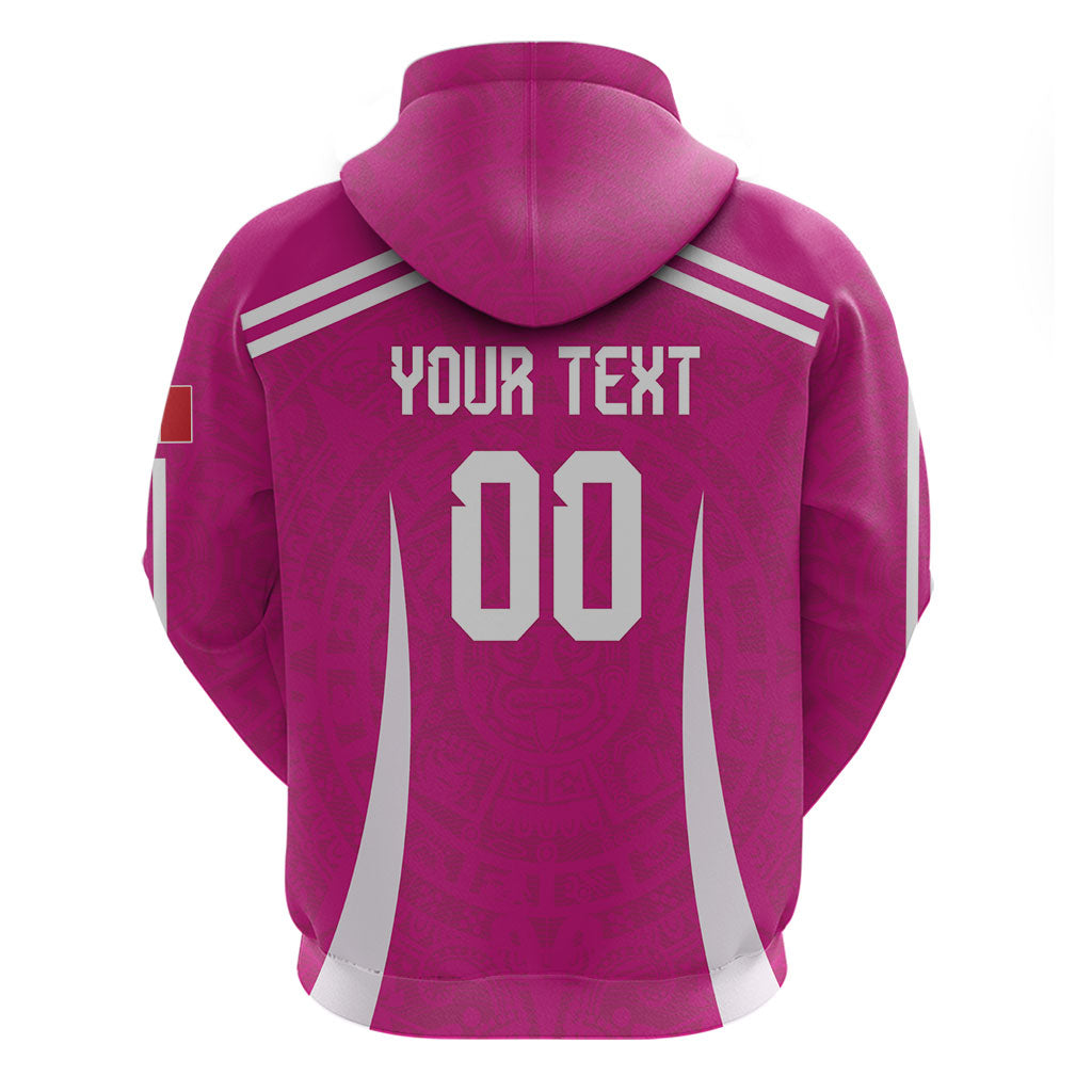 Custom Mexico 2026 Football Pink Zip Hoodie Golden Eagle Victory