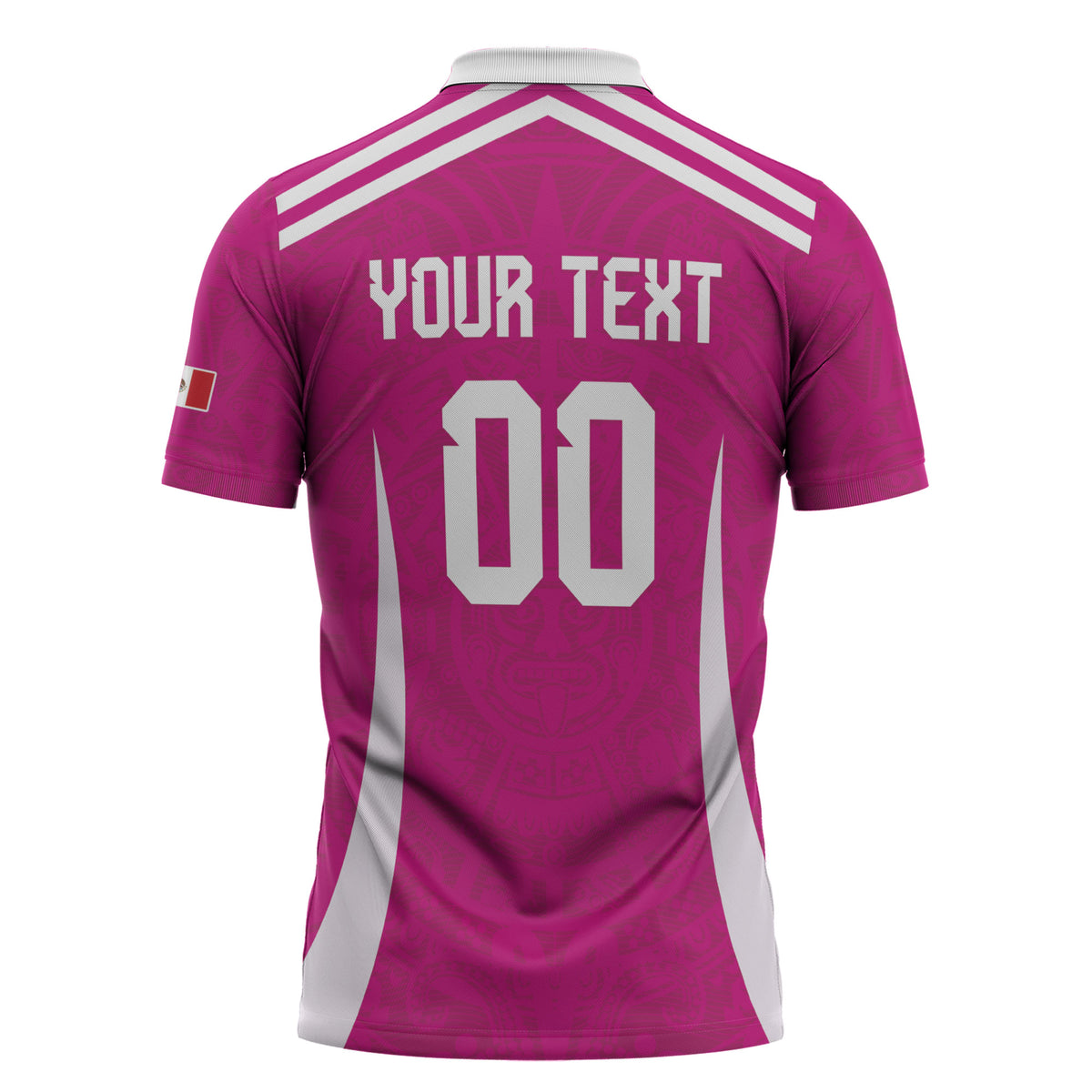 Custom Mexico 2026 Football Pink Zipper Polo Shirt Golden Eagle Victory