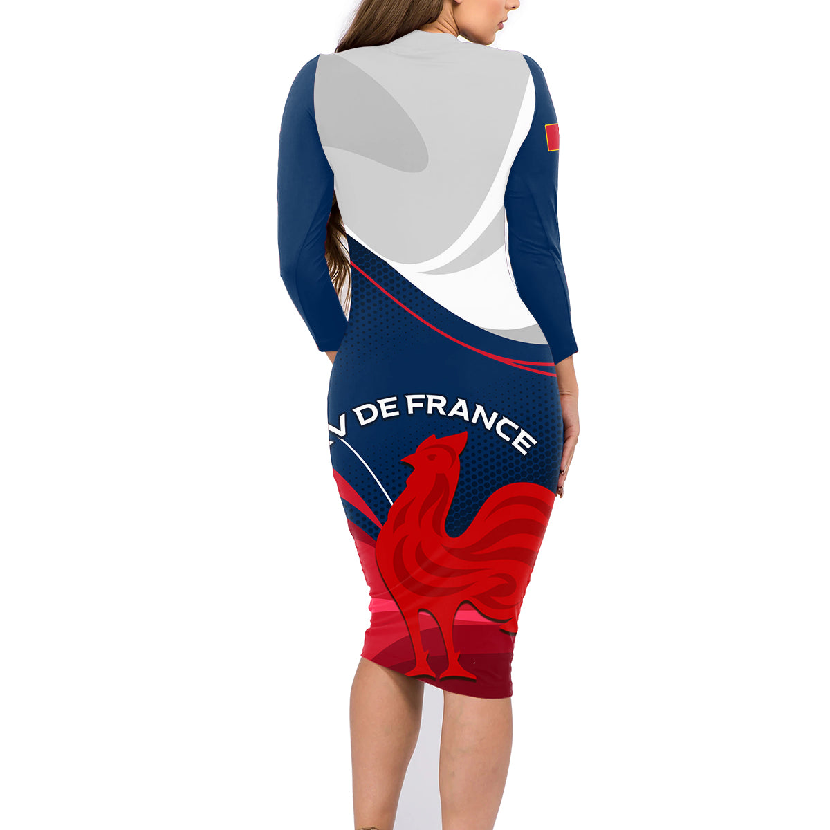 France Rugby Family Matching Long Sleeve Bodycon Dress and Hawaiian Shirt XV de France 2023 World Cup - Wonder Print Shop